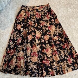Koret Black and Brown Floral Skirt